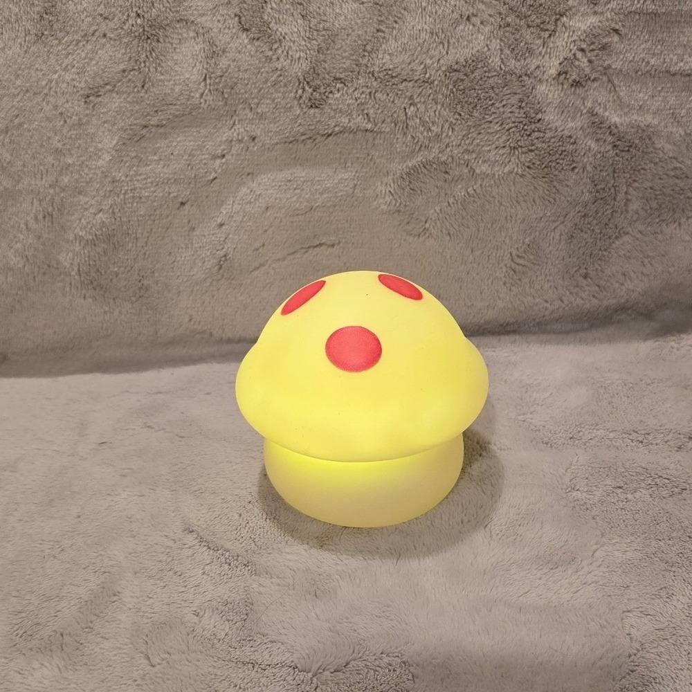 Mushroom LED Night Light Yellow Red Polka Dot Portable Battery Operated Lamp 3"